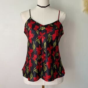 VTG‎ Erika Tay Womens Floral Satin Cami Size M Grunge Dark Romantic Whimsigoth